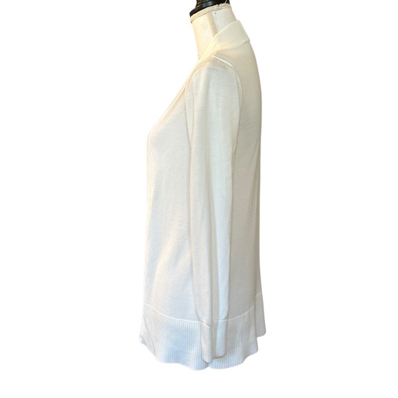 WHBM Rib-Trim Long Open Front Cardigan Sweater Women’s SZ XS in Off White - Picture 4 of 9